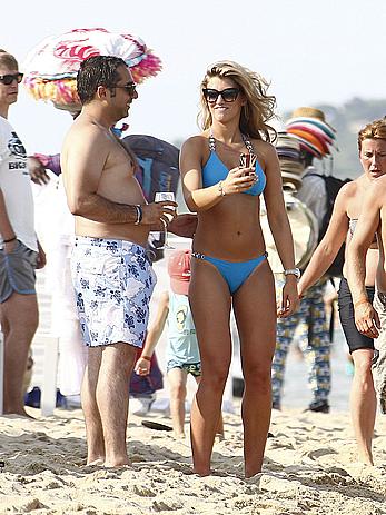 Amy Willerton wearing blue bikini in Saint-Tropez