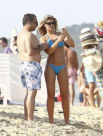 Amy Willerton wearing blue bikini in Saint-Tropez