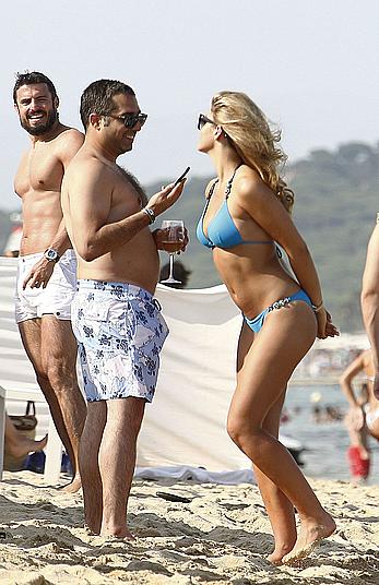 Amy Willerton wearing blue bikini in Saint-Tropez