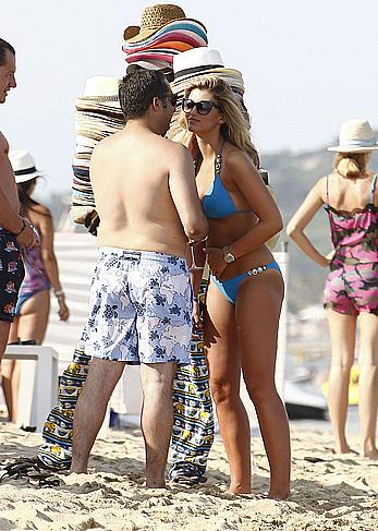 Amy Willerton wearing blue bikini in Saint-Tropez