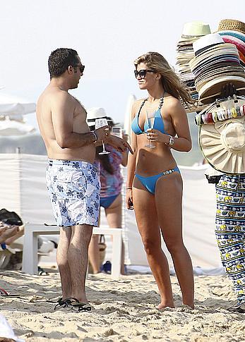 Amy Willerton wearing blue bikini in Saint-Tropez