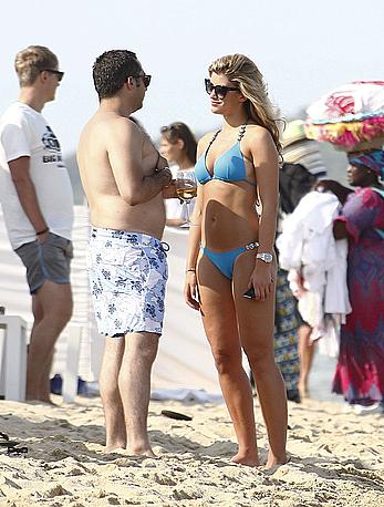 Amy Willerton wearing blue bikini in Saint-Tropez