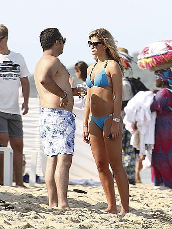 Amy Willerton wearing blue bikini in Saint-Tropez