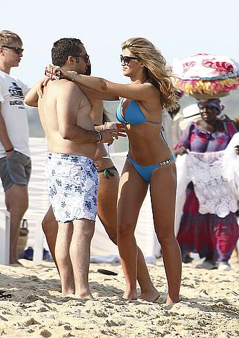 Amy Willerton wearing blue bikini in Saint-Tropez