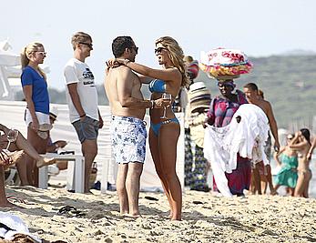 Amy Willerton wearing blue bikini in Saint-Tropez