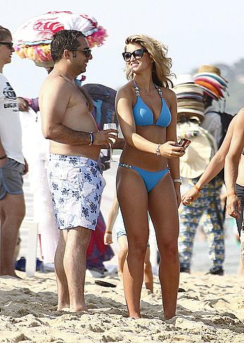 Amy Willerton wearing blue bikini in Saint-Tropez