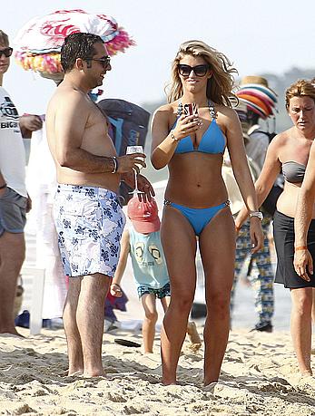 Amy Willerton wearing blue bikini in Saint-Tropez