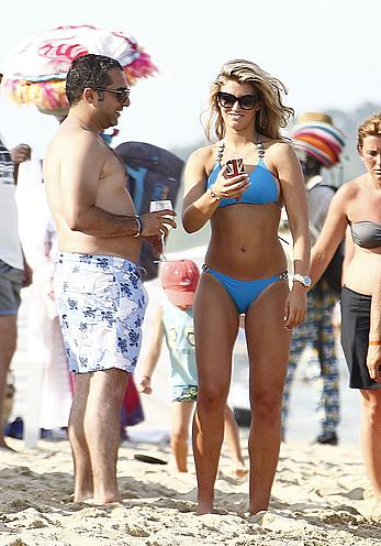 Amy Willerton wearing blue bikini in Saint-Tropez