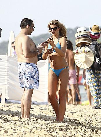 Amy Willerton wearing blue bikini in Saint-Tropez