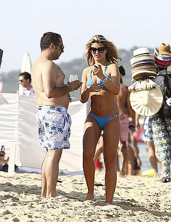 Amy Willerton wearing blue bikini in Saint-Tropez