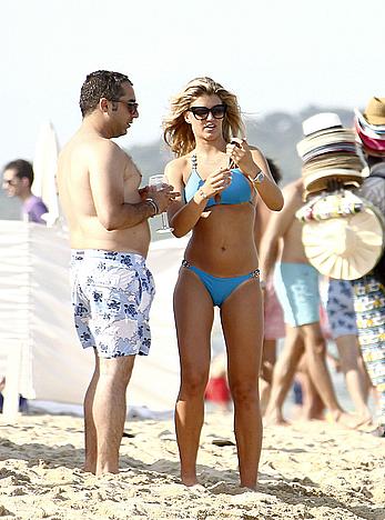 Amy Willerton wearing blue bikini in Saint-Tropez