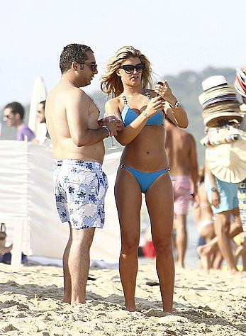 Amy Willerton wearing blue bikini in Saint-Tropez