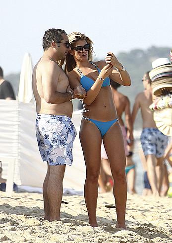 Amy Willerton wearing blue bikini in Saint-Tropez