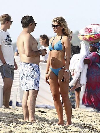 Amy Willerton wearing blue bikini in Saint-Tropez