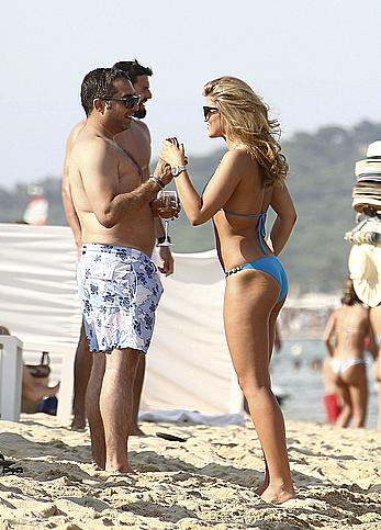 Amy Willerton wearing blue bikini in Saint-Tropez