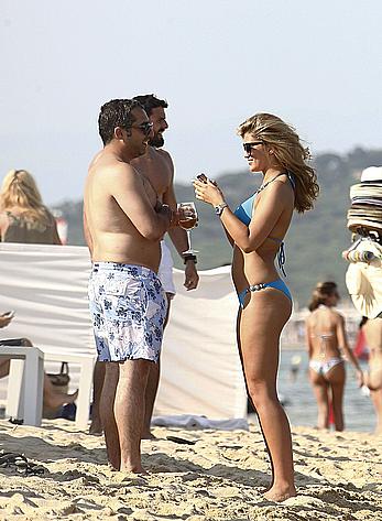 Amy Willerton wearing blue bikini in Saint-Tropez