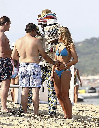 Amy Willerton wearing blue bikini in Saint-Tropez