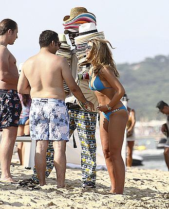 Amy Willerton wearing blue bikini in Saint-Tropez