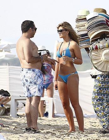 Amy Willerton wearing blue bikini in Saint-Tropez