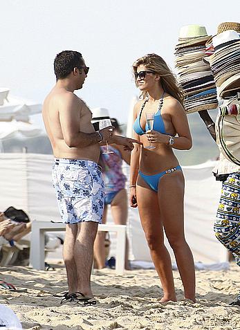 Amy Willerton wearing blue bikini in Saint-Tropez