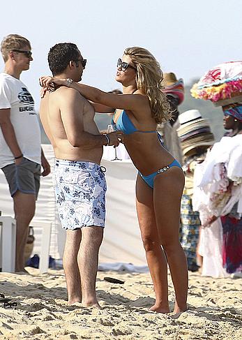 Amy Willerton wearing blue bikini in Saint-Tropez