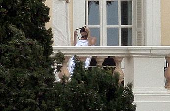 Angelina Jolie caught topless on the hotel balcony