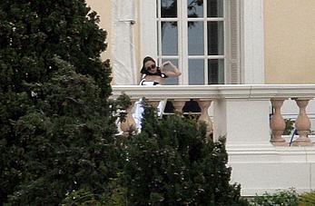 Angelina Jolie caught topless on the hotel balcony