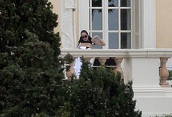 Angelina Jolie caught topless on the hotel balcony