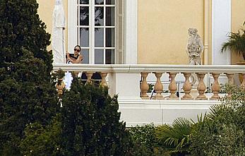 Angelina Jolie caught topless on the hotel balcony