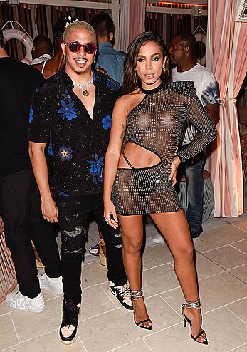 Anitta braless in see through dress at her single release party in Miami Beach