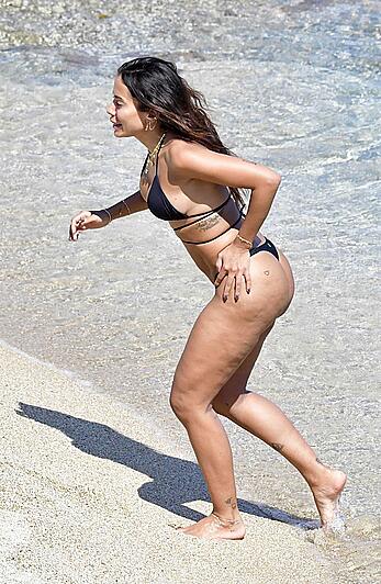 Anitta in a black bikini on Mykonos Island