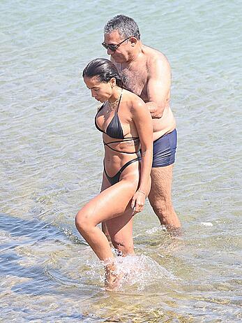 Anitta in a black bikini on Mykonos Island