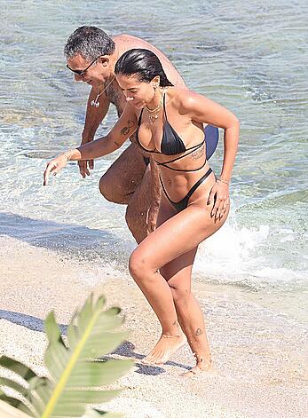 Anitta in a black bikini on Mykonos Island