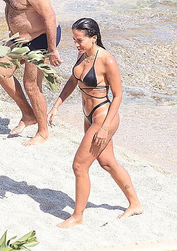 Anitta in a black bikini on Mykonos Island