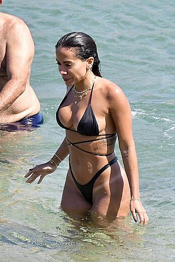 Anitta in a black bikini on Mykonos Island