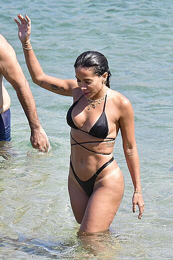 Anitta in a black bikini on Mykonos Island