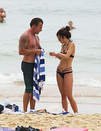 AnnaLynne McCord in black bikini on a beach in Sydney