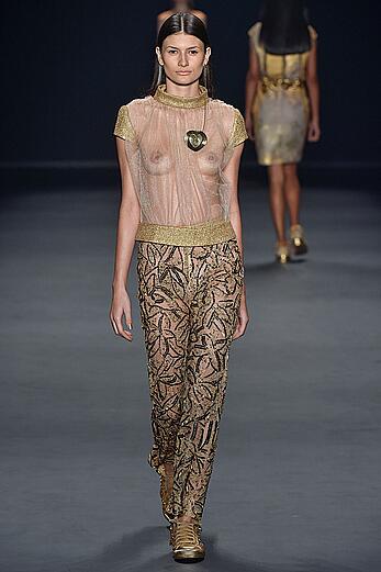 Ariane Norbel see through to piersed nippples at Sao Paulo Fashion Week