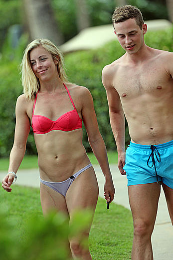 Ashley Wagner cameltoe in wearing bikini in Hawaii