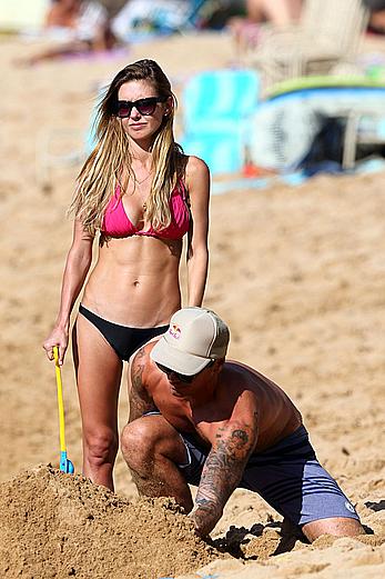 Audrina Patridge wearing a bikini at a beach in Hawaii