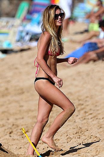 Audrina Patridge wearing a bikini at a beach in Hawaii