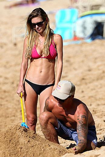 Audrina Patridge wearing a bikini at a beach in Hawaii