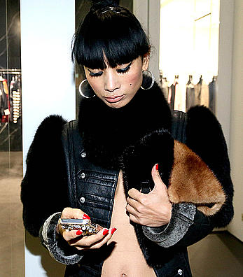 Bai Ling side of boob out & about