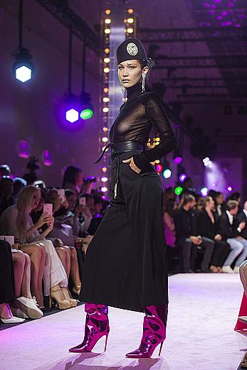 Bella Hadid in see through top at Alexandre Vauthier show in Paris