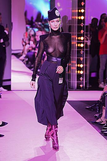 Bella Hadid in see through top at Alexandre Vauthier show in Paris