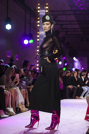 Bella Hadid in see through top at Alexandre Vauthier show in Paris