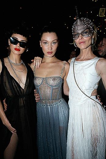 Bella Hadid in see through dress at Dior Ball in Paris