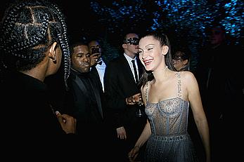 Bella Hadid in see through dress at Dior Ball in Paris