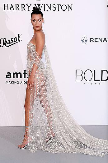 Bella Hadid in see through dress at 70th Cannes Film Festival