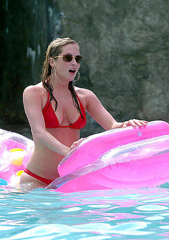 Brooke Kinsella in red bikini candids